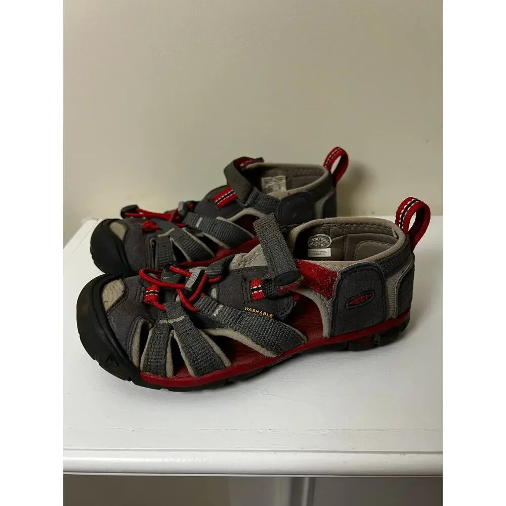 KEEN Kids Newport H2 Waterproof Sport Sandals Gray/Red unisex hiking Size 12